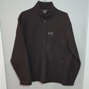 Ariat Men's XL Dark Brown Knit Full Front Zip-Up Pocket Spring Fall Jacket